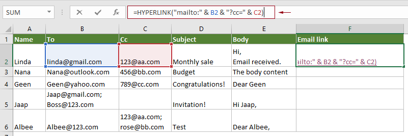 Formula Sendemail Tutorial Excel – Trimiteți e-mailuri din Excel