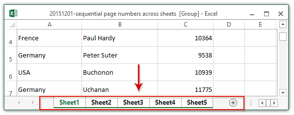 How To Insert Sequential Page Numbers Across Worksheets When Printing 