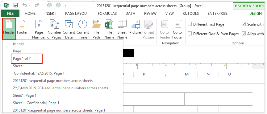 How to insert sequential page numbers across worksheets when printing?