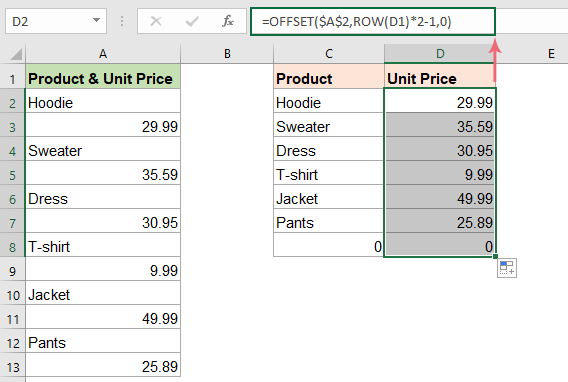 How to skip cells when dragging formula in Excel?