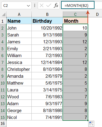 Sort birthdays by month only in Excel - Full guide