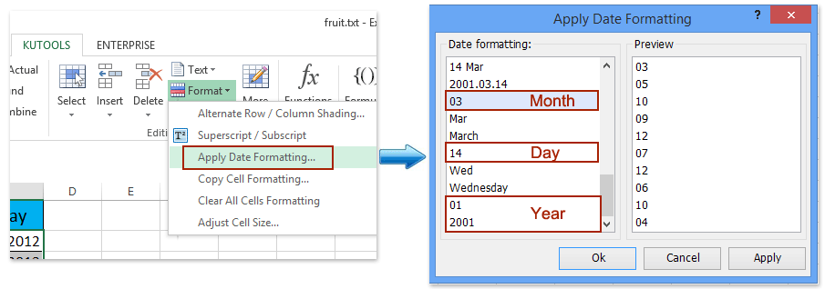 Exce addin: zobrazit datum pouze jako měsíc