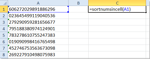 Sort numbers within cells with User Defined Function