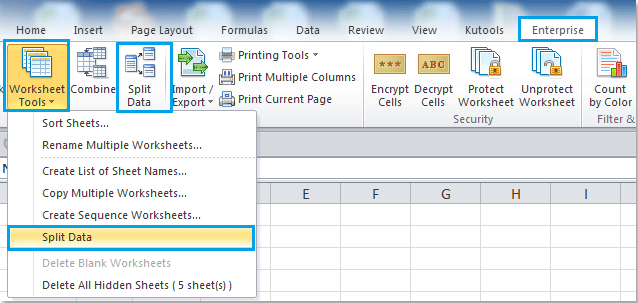 How to split data into multiple worksheets by rows count in Excel?