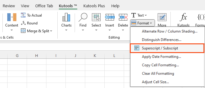 How to format text as superscripts in Excel?