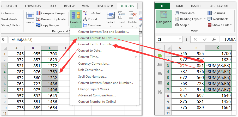 Investigation accurately Body How to show or hide formulas in cells of specified range/active sheet/all  sheets in Excel?