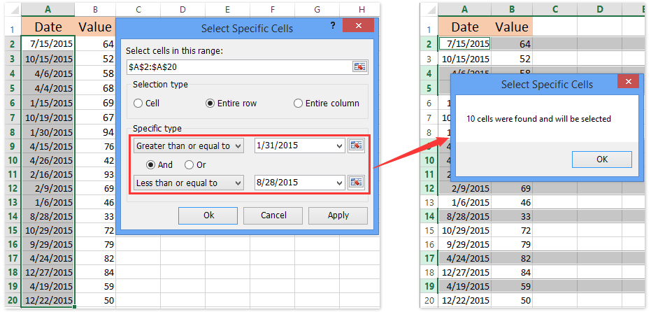 ad select специальное количество ячеек между двумя датами