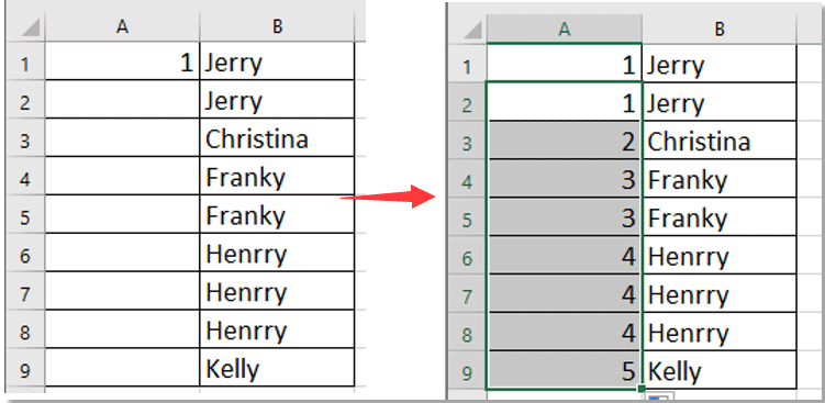 doc unique id number to duplicate rows 1