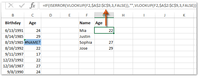 How to ignore errors when using Vlookup function in Excel?