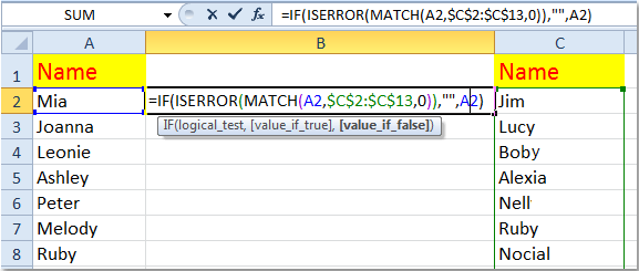 如何在Excel工作表的两列资料中找出相同的内