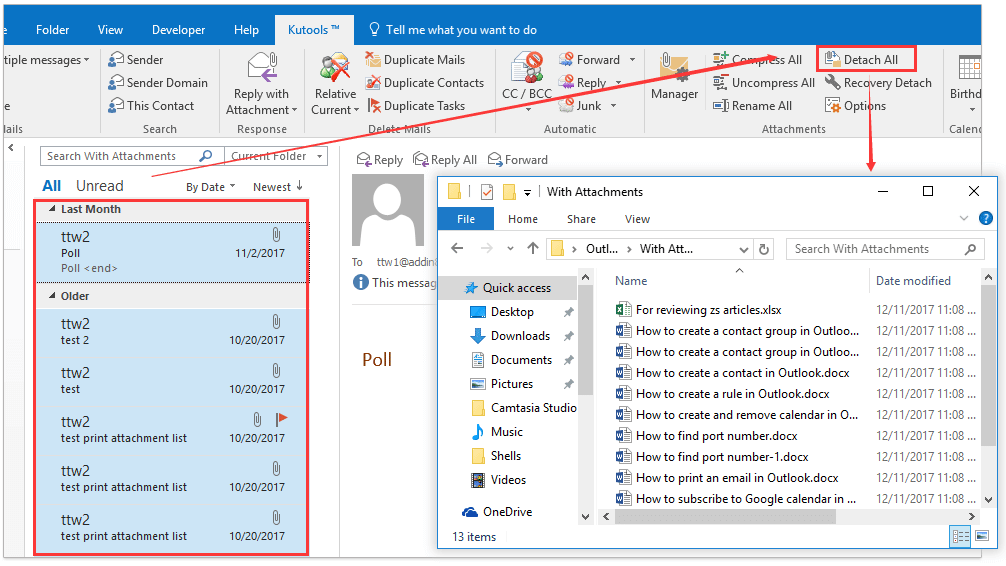 save attachments in multiple emails