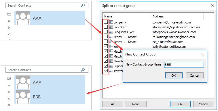 ad split contact group to two 9.50
