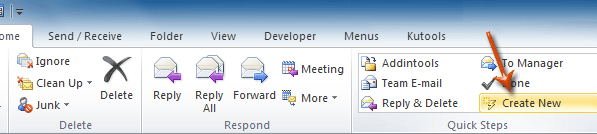 How to add shortcuts to templates in Ribbon in Outlook?