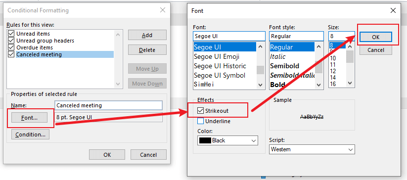 How To Auto Strikethrough Canceled Meetings In Outlook 