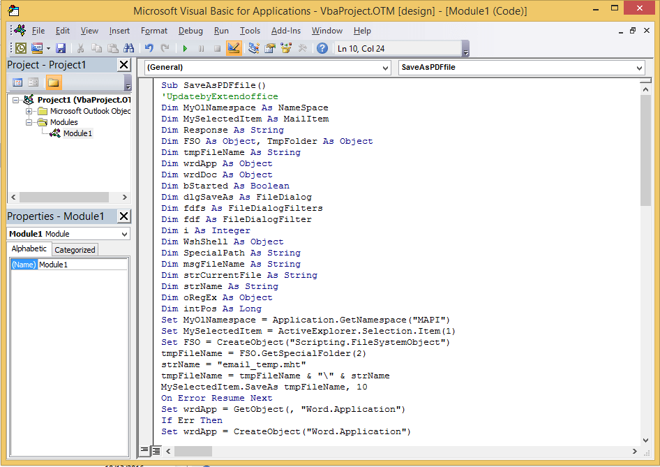 How to batch convert multiple emails to pdf files in Outlook?
