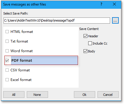 How to batch convert multiple emails to pdf files in Outlook?