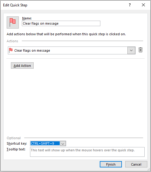 steps on batch unflagging multiple messages with Quick Steps in Outlook