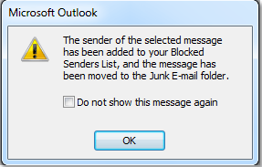 blocked senders sender address outlook