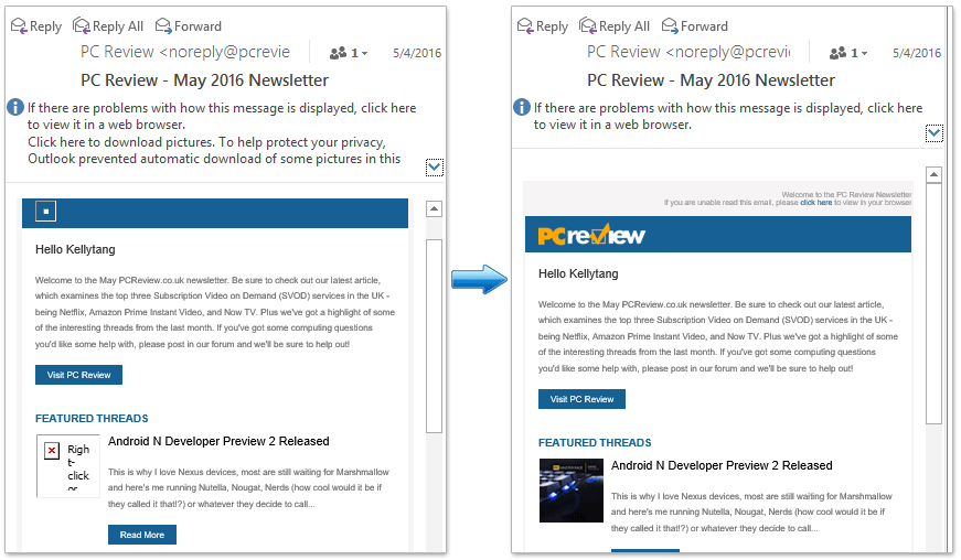How to block or unblock images in Outlook emails?