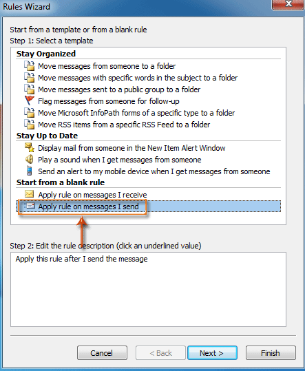 Outlook: change the folder where sent items are stored
