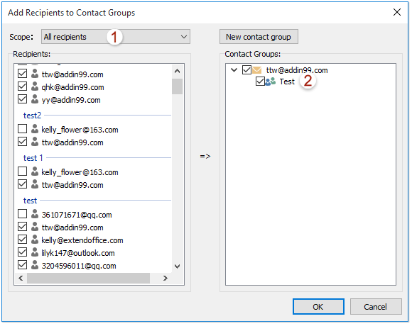 How to copy all recipients from one/multiple emails in Outlook?