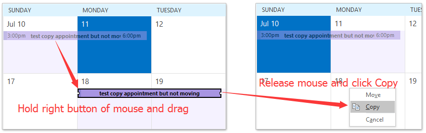 How To Copy An Appointment To Another Day In Outlook Calendar 
