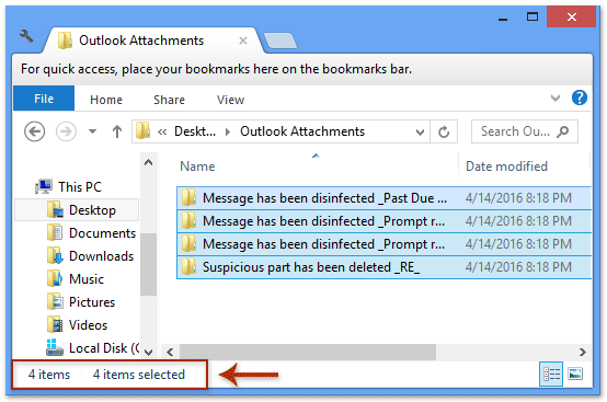 How to count the total number of attachments in selected emails in Outlook?