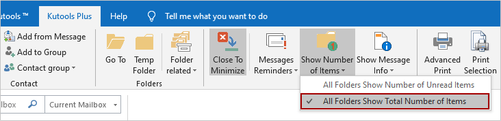How to count the total number of items (emails) in all folders in Outlook?