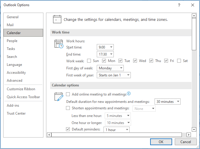 the steps of creating meetings across time zones in Outlook