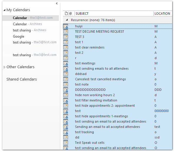 How to delete all calendar items/entries in Outlook?