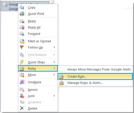 How to automatically email to folder in Outlook?