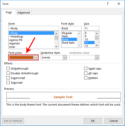 How to change the default font color of inline comments in Outlook?
