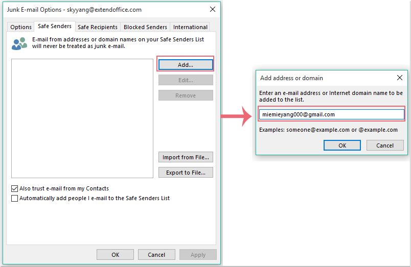 How to configure junk email filter settings in Outlook?