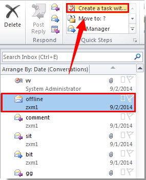 How to create task from email with attachment in Outlook?