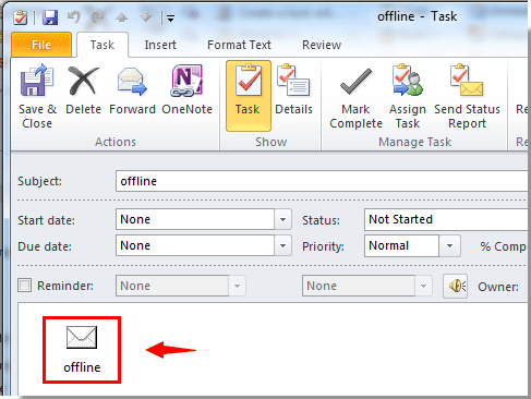 How to create task from email with attachment in Outlook?