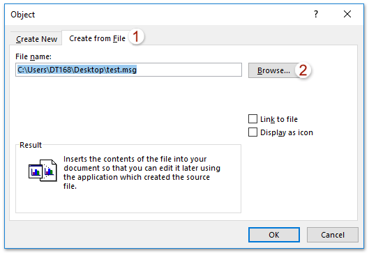 How to embed Outlook email in word document?