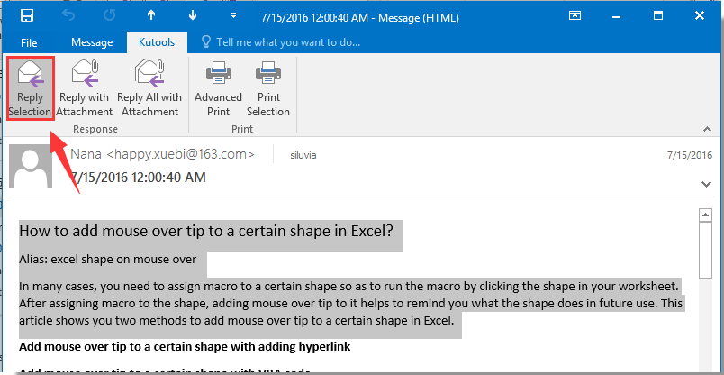 How To Reply Email With Selected Text Only In Outlook 