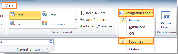 How To Restore Or Show Favorites Folder In Outlook Navigation Pane 