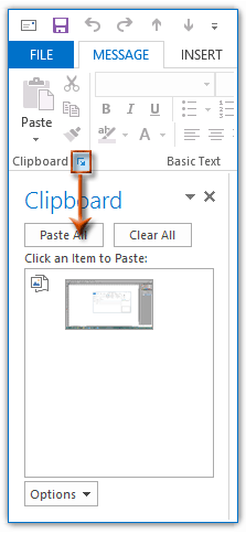 the launcher at the bottom-right corner of Clipboard group