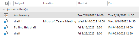 How to find an unsent meeting in Outlook?