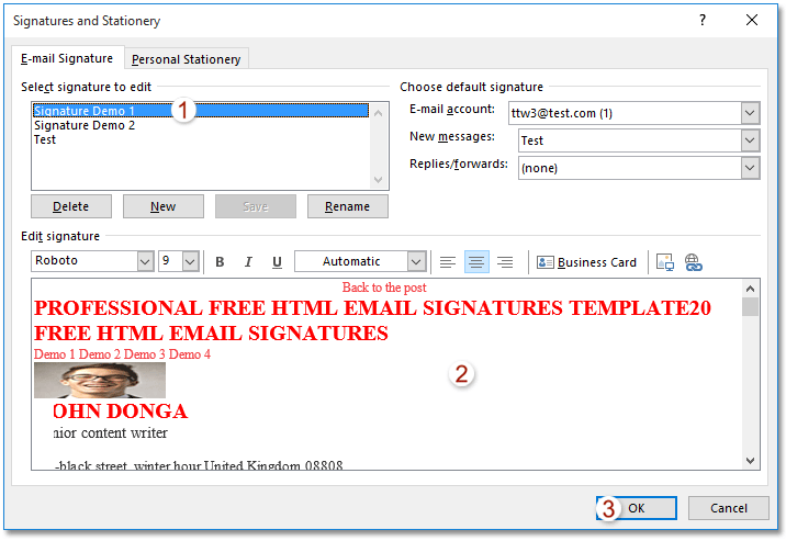 using css in html email signature outlook