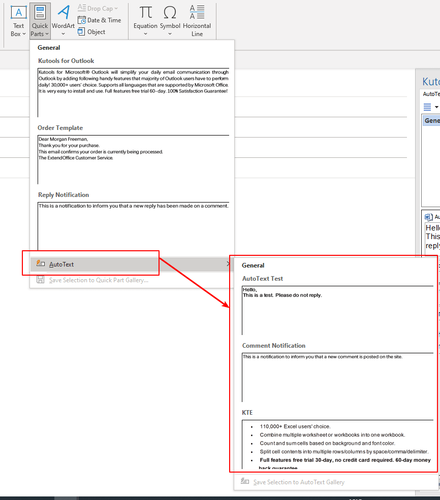 How to Modify or Delete Multiple Quick Parts and AutoText in Outlook?