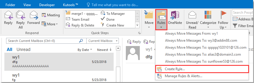 doc move email to folder based on subject 1