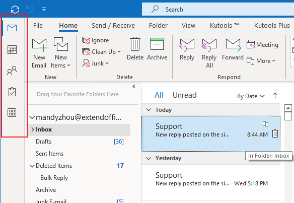 Hoe De Navigatiebalk Van Links Naar Beneden Te Verplaatsen In Outlook 