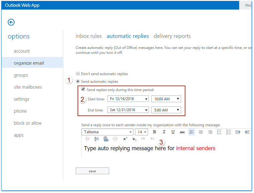 How To Set Out Of Office Replies In Office 365 2016 For Mac