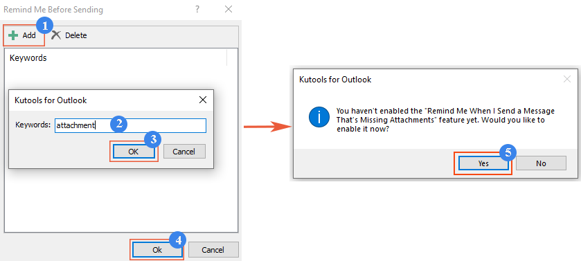 Outlook: Auto reminder when forgetting attachments in messages