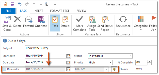 Outlook Reminders How To Set A Task Reminder In Outlook Dummies 