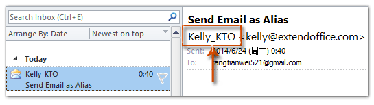 How to send emails with alias in Outlook?