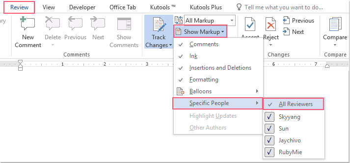 how to accept all changes in word