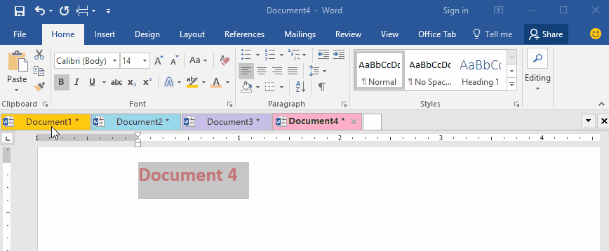 Procházejte více slovních dokumentů v jednom okně jako Firefox